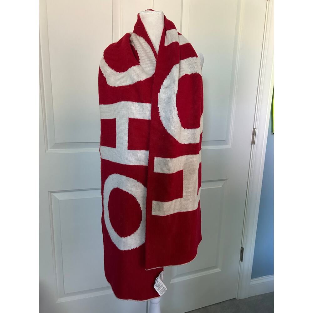 Mark & Graham Red White HO HO HO Knit Scarf Holiday Christmas Winter 74"